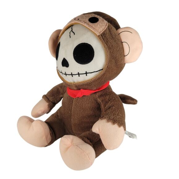 Fiesta Furrybones Plush Monkey Skeleton 9" Brown Red Scarf Stuffed Animal Toy - Picture 8 of 16